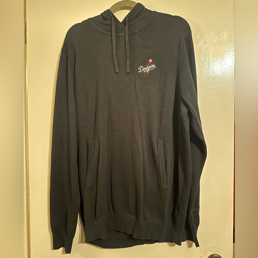 NWT Dodgers Knit Black Hoodie with Embroidered Logo